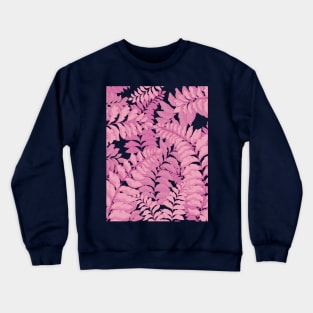 Tropical leaves on blue background Crewneck Sweatshirt